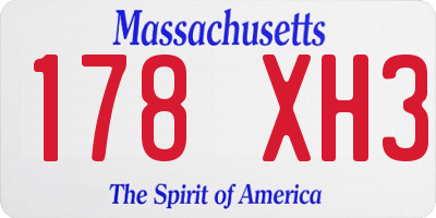 MA license plate 178XH3