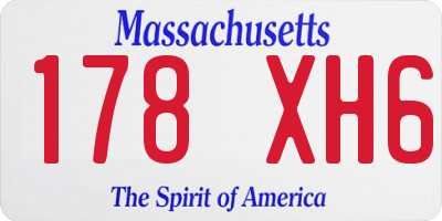 MA license plate 178XH6