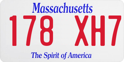 MA license plate 178XH7