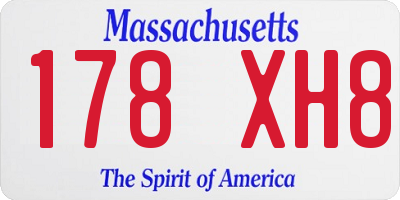 MA license plate 178XH8