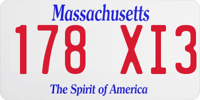 MA license plate 178XI3