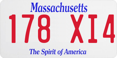 MA license plate 178XI4