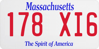 MA license plate 178XI6