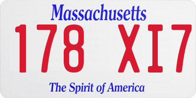 MA license plate 178XI7