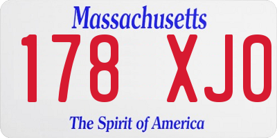 MA license plate 178XJ0