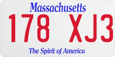 MA license plate 178XJ3
