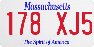MA license plate 178XJ5