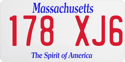 MA license plate 178XJ6
