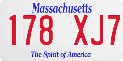 MA license plate 178XJ7