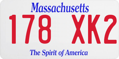 MA license plate 178XK2