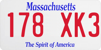MA license plate 178XK3
