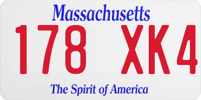 MA license plate 178XK4