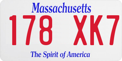 MA license plate 178XK7