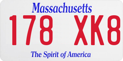 MA license plate 178XK8