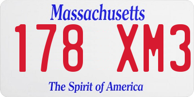 MA license plate 178XM3