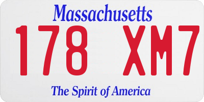 MA license plate 178XM7