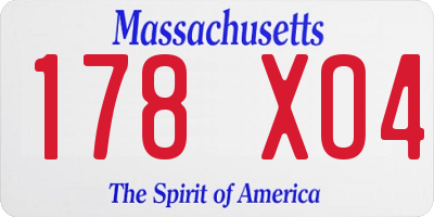 MA license plate 178XO4