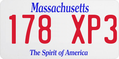 MA license plate 178XP3