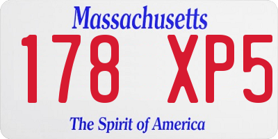 MA license plate 178XP5