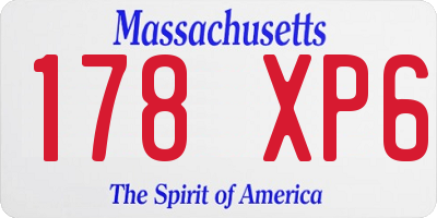 MA license plate 178XP6
