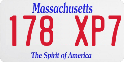 MA license plate 178XP7