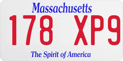 MA license plate 178XP9