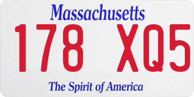 MA license plate 178XQ5