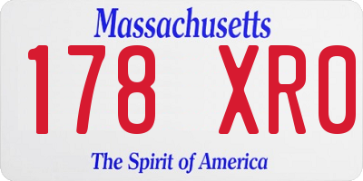 MA license plate 178XR0