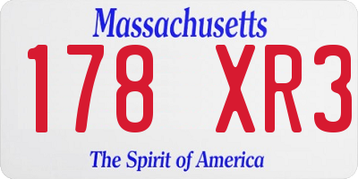 MA license plate 178XR3