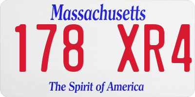 MA license plate 178XR4