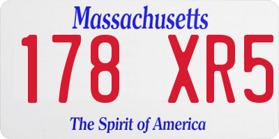 MA license plate 178XR5