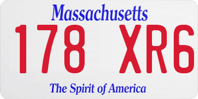 MA license plate 178XR6