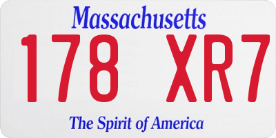MA license plate 178XR7