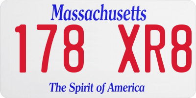 MA license plate 178XR8