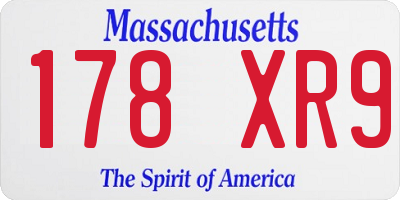 MA license plate 178XR9