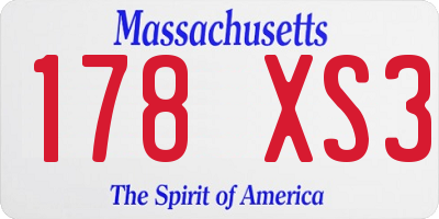 MA license plate 178XS3