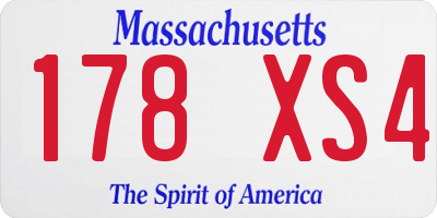 MA license plate 178XS4