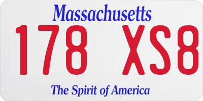 MA license plate 178XS8