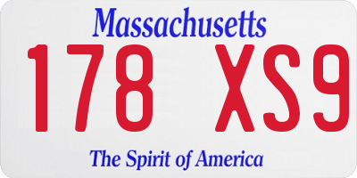 MA license plate 178XS9