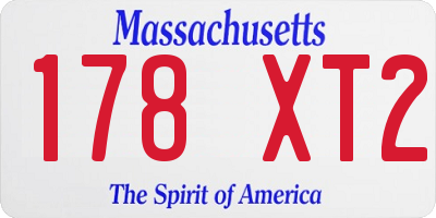 MA license plate 178XT2