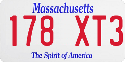 MA license plate 178XT3