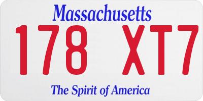 MA license plate 178XT7