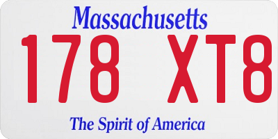 MA license plate 178XT8