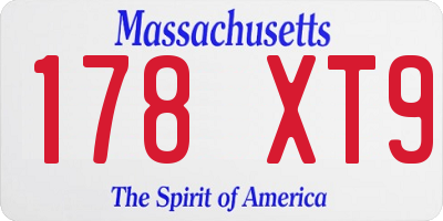 MA license plate 178XT9