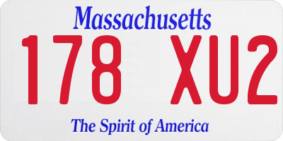 MA license plate 178XU2