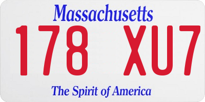 MA license plate 178XU7