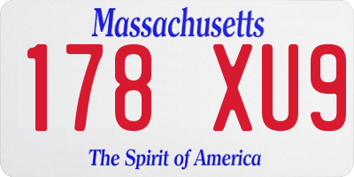 MA license plate 178XU9