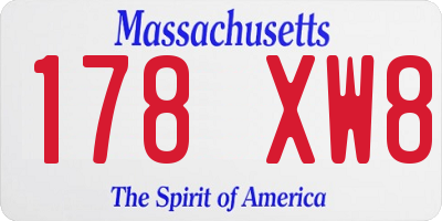 MA license plate 178XW8