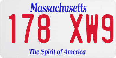 MA license plate 178XW9