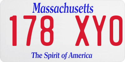 MA license plate 178XY0